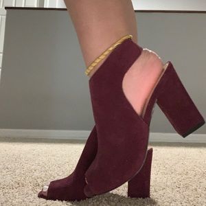 maroon high heels